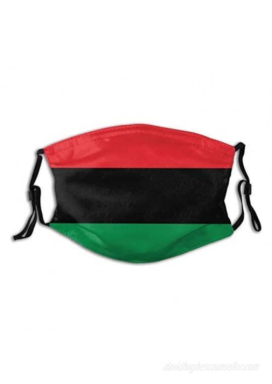 African American Flag Red Black and Green Face Mask Reusable Washable Adjustable Masks with Filters for Men Women