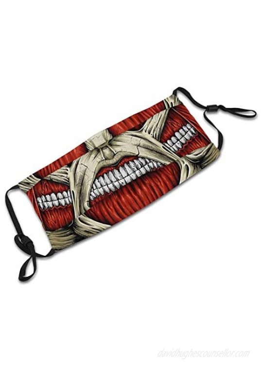 Anime Attack On Titan Face Mask，Movie Scarf For Adult Bandanas Balaclava Washable With 2 Replaceable Filters