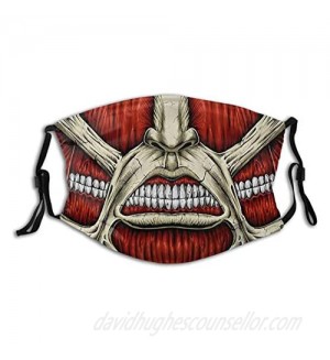 Anime Attack On Titan Face Mask，Movie Scarf For Adult Bandanas Balaclava Washable With 2 Replaceable Filters
