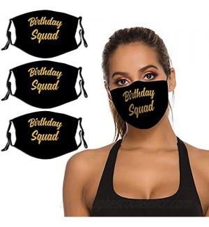 Birthday Squad 3PCS Face Mask with Adjustable Ear Loops Nose Clip Reusable mask