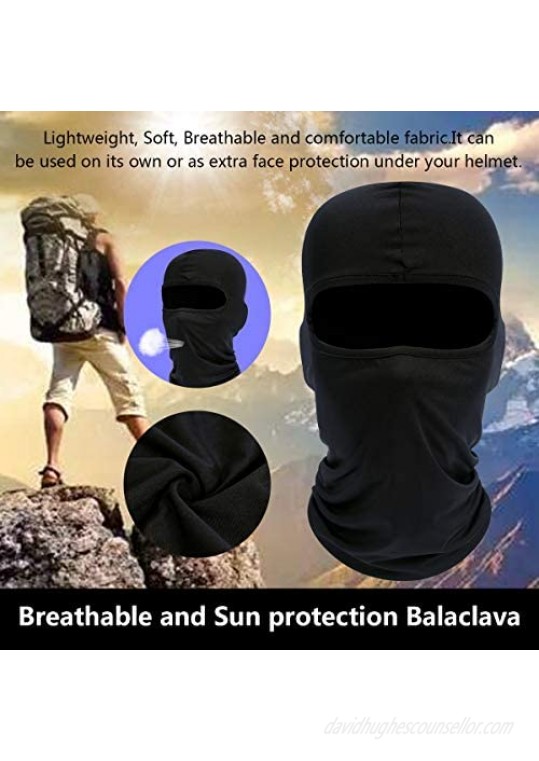 Black Balaclava Full Face Mask Neck Gaiter Tactical Scarf Mouth Cover Summer Cooling UV Protector Neck Warmer Headband Winter Windproof for Outdoor Sports for Men/Women