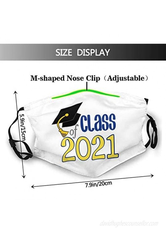 Class 2021 Graduation Fashion Mask Adult Women Men Teens Adjustable Balaclava Masks Reusable Breathable 2 Filter