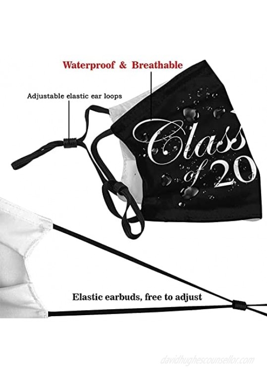 Class 2021 Senior 2021 Face Graduation Mask Scarf Reusable Washable Balaclava for Adult & Teenager with 2 Pcs Filters
