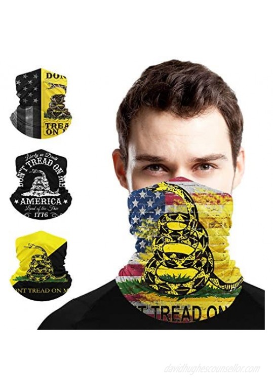 Don't Tread On Me Neck Gaiters Face Coverings for Outdoor Scarf Cool Masks Gators Windproof Balaclava for Women Men Breathable Bandanas Washable (4 Pack)