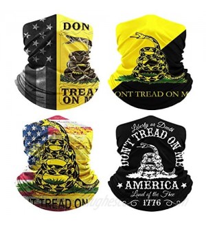 Don't Tread On Me Neck Gaiters Face Coverings for Outdoor Scarf Cool Masks Gators Windproof Balaclava for Women Men Breathable Bandanas Washable (4 Pack)