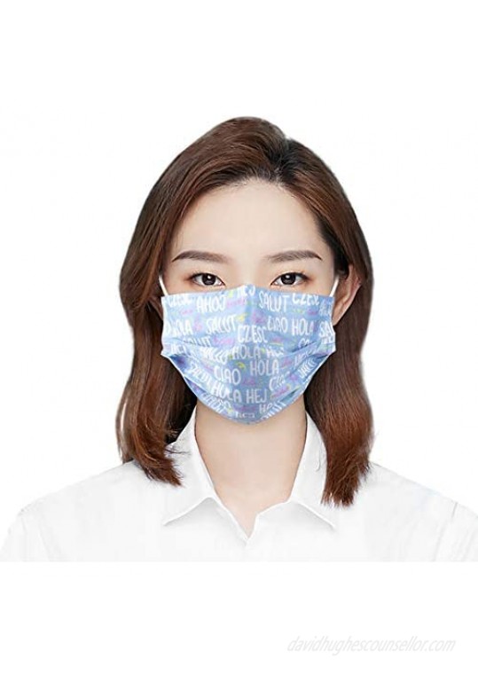 Edaren 50Pcs/Pack Unique Face Mask 3-Layer Fashion Design Protection Unisex Outdoor Mouth Shield Men Women