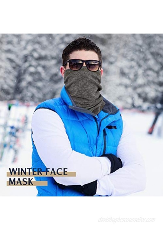 EXski Winter Neck Gaiter Warmer Soft Fleece Face Mask Scarf for Cold Weather Skiing Cycling Outdoor Sports 2 Packed