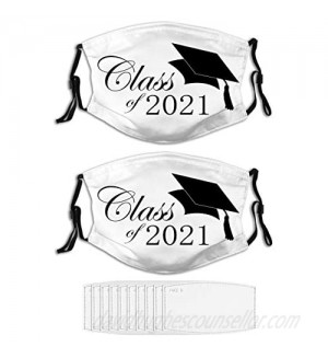 Face Mask Seniors'21 Class of 2021 Washable Masks for Adult (2PCS  10 Filters)