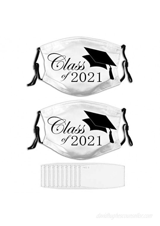 Face Mask Seniors'21 Class of 2021 Washable Masks for Adult (2PCS  10 Filters)