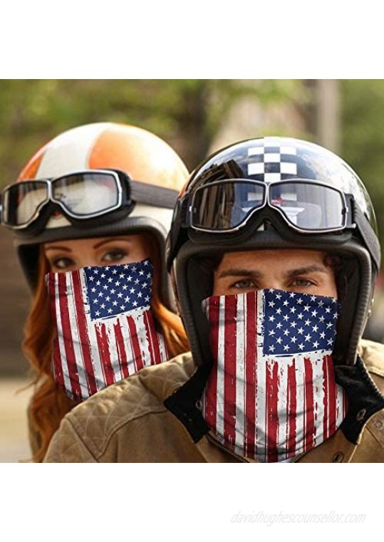 fresh tees 2 Pack American Flag Face Mask Neck Gaiter Balaclava Seamless