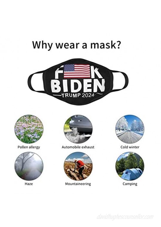 Fuck Biden Trump 2024 Face Mask Reusable Breathable Washable Fashion Dustproof for Women Men