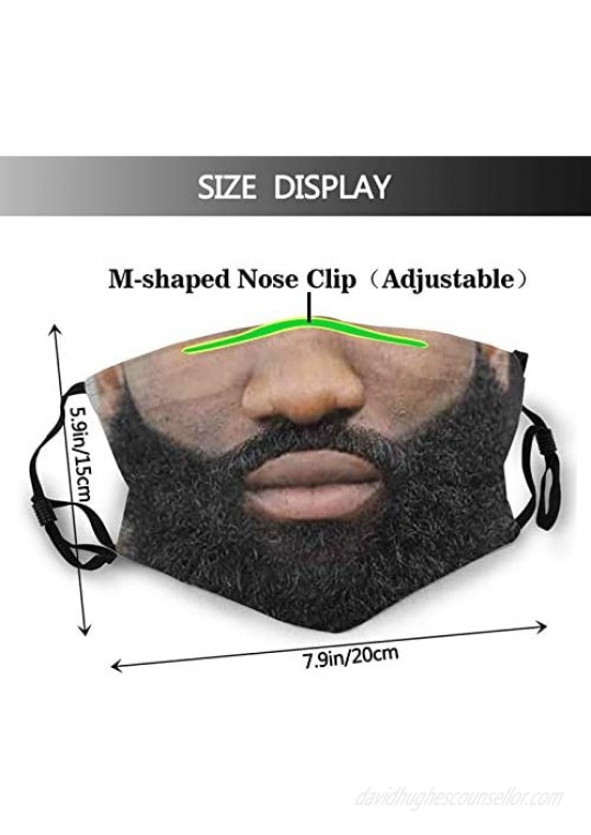 Funny Mustache Beard Mouth Teeth Face Mask for Adults Face Balaclava Reusable with 2 Filter for Men Women