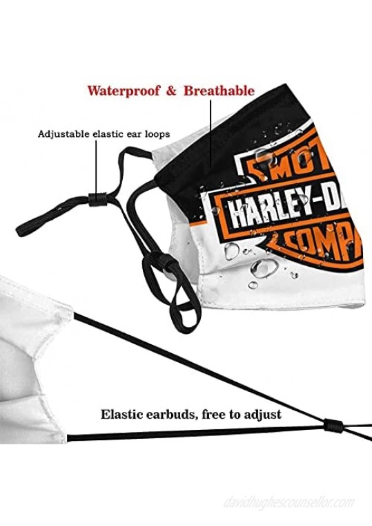 Harley Davidson 2PCS with 4 Filter Face Mask for Dustproof Windproof Protection Breathable Face Decoration Accessories