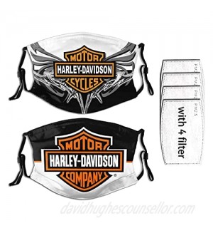 Harley Davidson 2PCS with 4 Filter Face Mask for Dustproof Windproof Protection Breathable Face Decoration Accessories