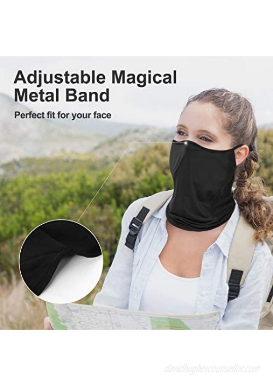 Kimasha Neck Gaiter with Ear Loops and Nose Clip Adjustable Bandanas Face Cover Scarf for Women & Men Outdoors Sports
