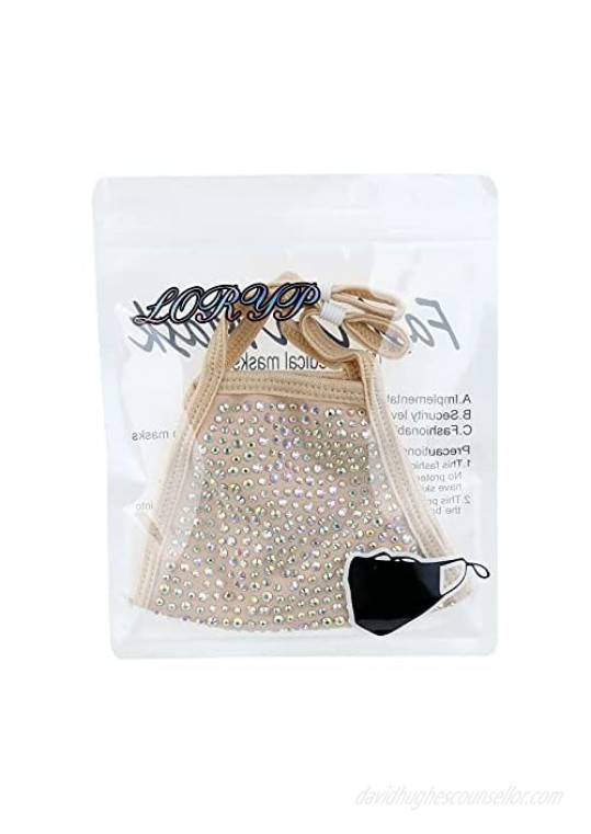 LORYP Rhinestone Face Mask - Bling Crytal Masquerade Face Mask for Women