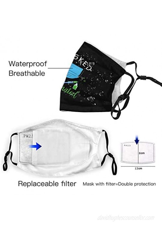 Masked and Vaccinated Face Mask Unisex Reusable Windproof Anti-Dust Bandanas Neck Gaiter with Filters Balaclava for Camping Black