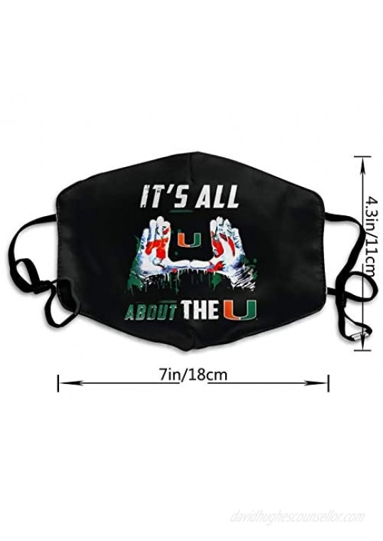 Miami Hurricanes 3d Printed Sports Unisex Face Mouth Cover Protect Breathable Soft Comfortable Dustproof Reusable