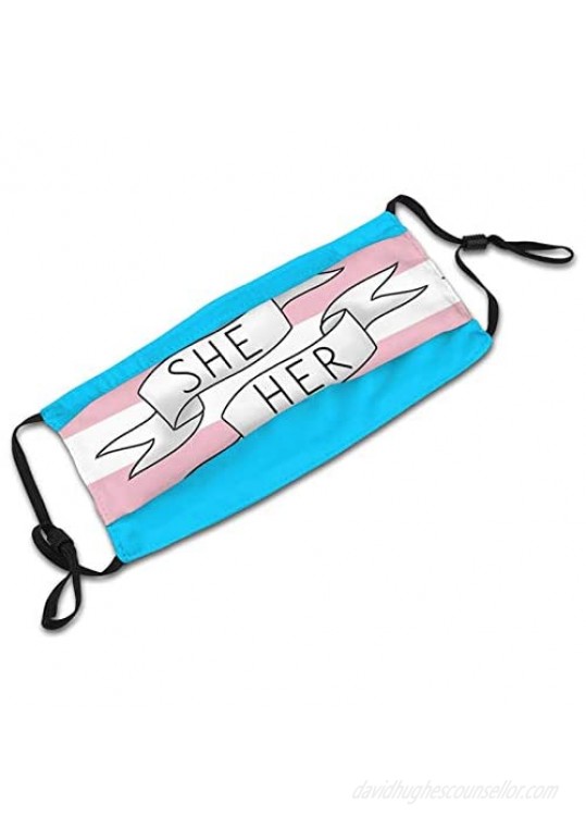 mixozo Trans Pride Flag Face Mask Scarf Washable Adjustable Balaclava With Filters For Adult&Teens Outdoors
