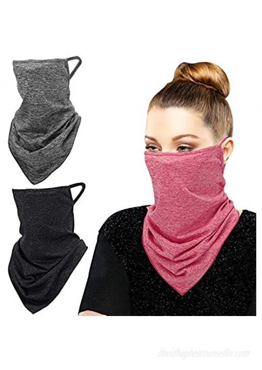 MoKo Scarf Mask Bandana with Ear Loops 3 Pack  Neck Gaiter Balaclava with Filter Pocket UV Sun Protection Face Mask for Dust Wind Motorcycle Cycle Bandana Headband for Women Men