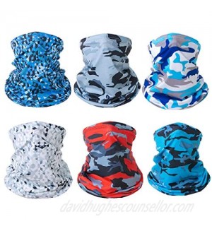 Neck Gaiter Mask Breathable Face Cover Cooling Sun Proof Face Mask Bandana Cloth Washable Face Scarf 6 PCS