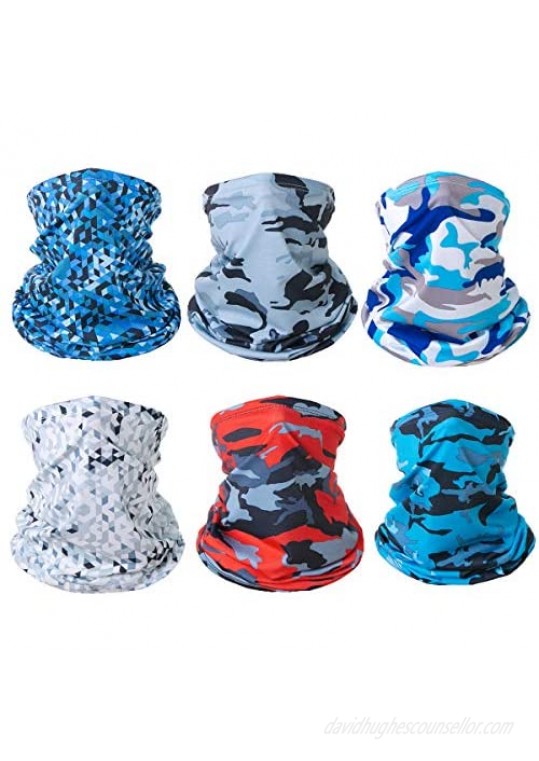 Neck Gaiter Mask Breathable Face Cover Cooling Sun Proof Face Mask Bandana Cloth Washable Face Scarf 6 PCS