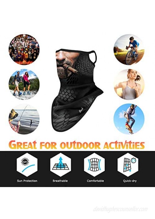 Obacle Neck Gaiter Face Mask with Ear Loops Bandana Face Mask Scarf Face Cover for Men Women