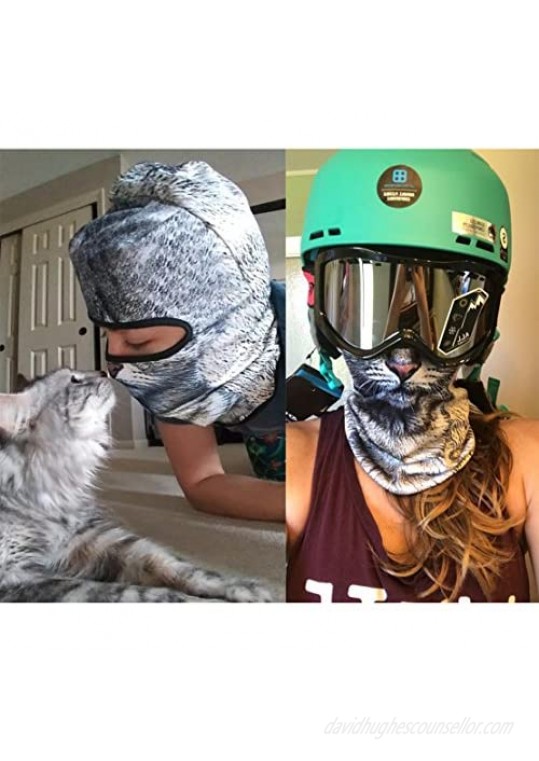 Outgeek Cat Mask Women Men Balaclava Summer Full Face Hat Animal Ears Sports Helmet Climbing Fishing Cap
