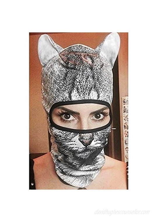 Outgeek Cat Mask Women Men Balaclava Summer Full Face Hat Animal Ears Sports Helmet Climbing Fishing Cap