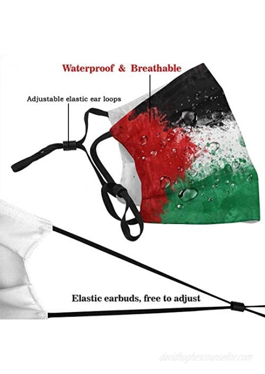Palestine Flag Print Fashion Men Women Adult Face Cover Mouth Bandana with Reusable Filter Windproof Headwear Balaclava