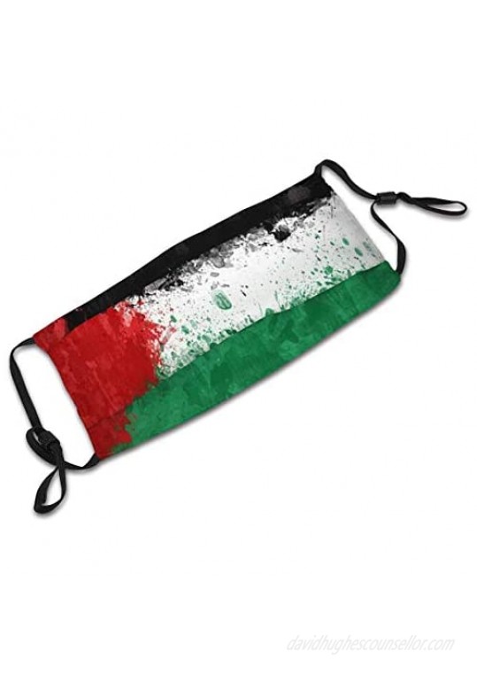 Palestine Flag Print Fashion Men Women Adult Face Cover Mouth Bandana with Reusable Filter Windproof Headwear Balaclava