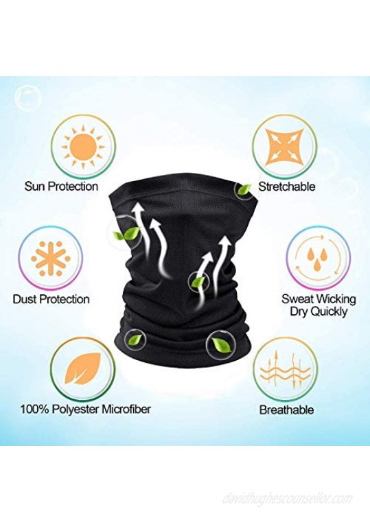 Raycare 6 Pieces Unisex Dust Protection Face Mask Quickly Dry Breathable Neck Gaiter Reusable Suncreen Elastic Seamless Bandana for Hiking Running Fishing and Riding