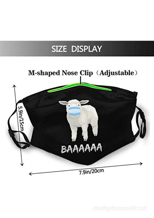 Sheep Printed Face Mask Decorative|Adjustable With 2 Filters For Men And Women Balaclava Bandana Cloth