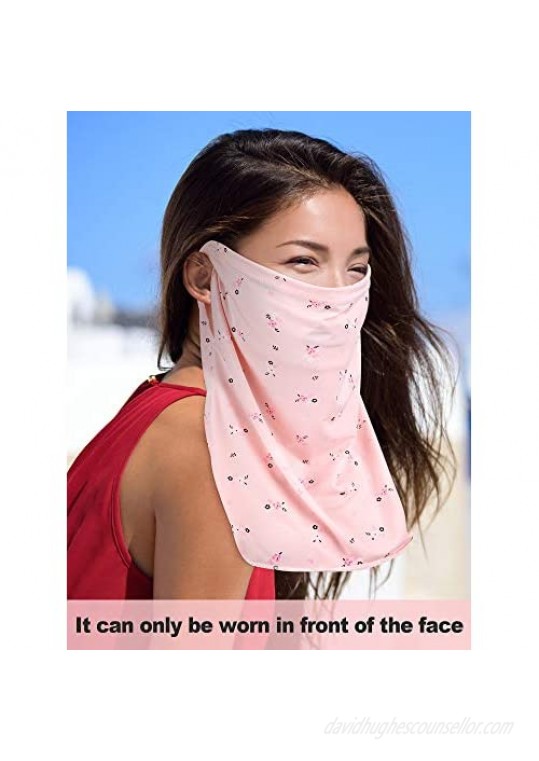 Sun Protection Face Cover Breathable Ear Loops Face Cover Neck Gaiter Scarf UV Protection Bandana (White Beige Pink Light Blue Gray and Light Pink 6 Pieces)