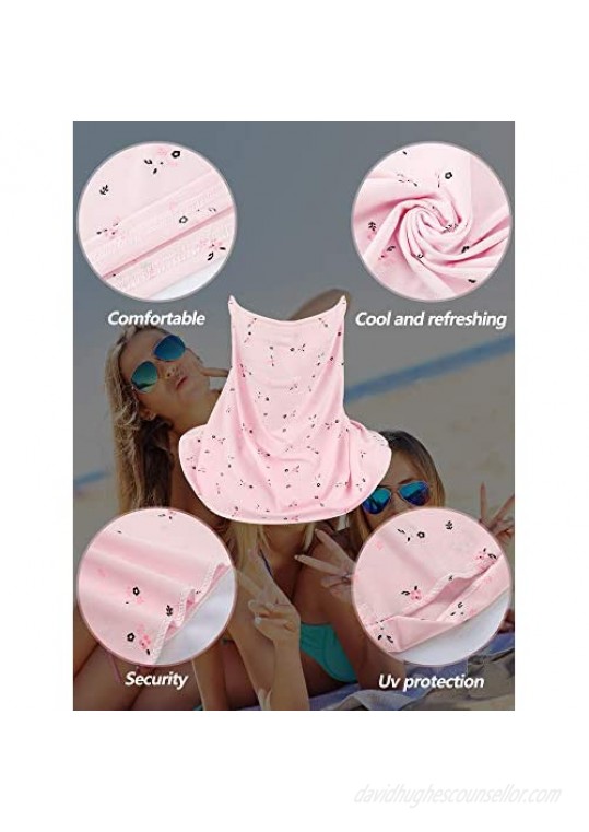 Sun Protection Face Cover Breathable Ear Loops Face Cover Neck Gaiter Scarf UV Protection Bandana (White Beige Pink Light Blue Gray and Light Pink 6 Pieces)