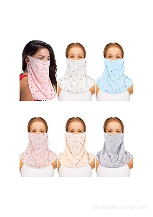 Sun Protection Face Cover Breathable Ear Loops Face Cover Neck Gaiter Scarf UV Protection Bandana (White  Beige  Pink  Light Blue  Gray and Light Pink  6 Pieces)