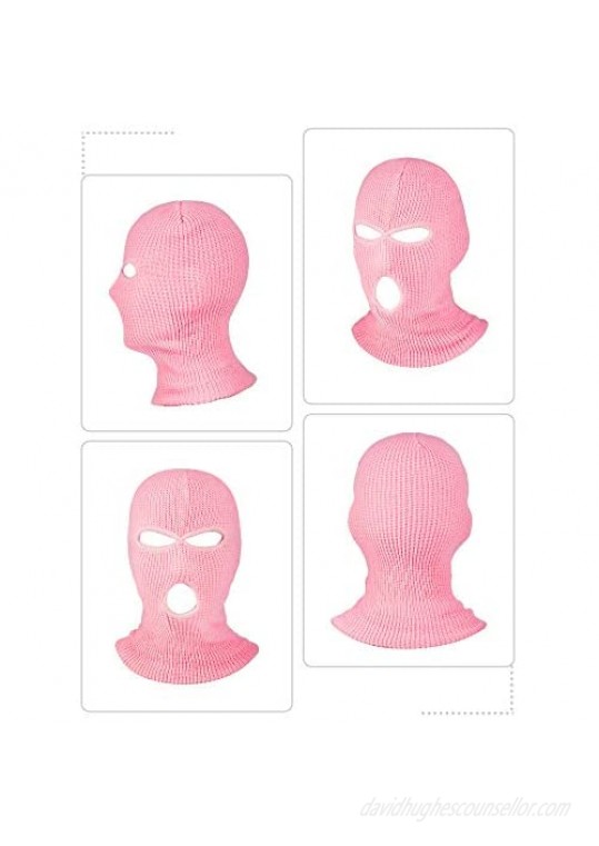 Syhood 3 Pieces 3-Hole Full Face Cover Winter Outdoor Sport Knitted Face Cover Ski Balaclava Headwrap