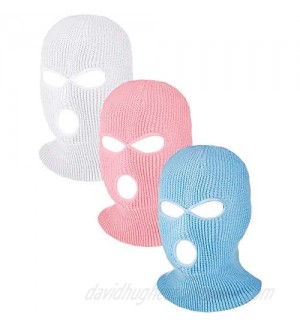Syhood 3 Pieces 3-Hole Full Face Cover Winter Outdoor Sport Knitted Face Cover Ski Balaclava Headwrap