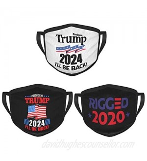 Trump I‘ll be Back 2024 Washable Dustproof Face Mask Reusable Balaclava Mouth Cover for Men Women Black