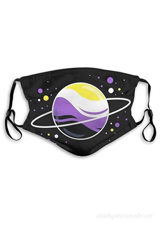 Xinclubna Nonbinary Space Planet Mask Face Guard Face Shield Face Masks Medium Filter2pcs Black