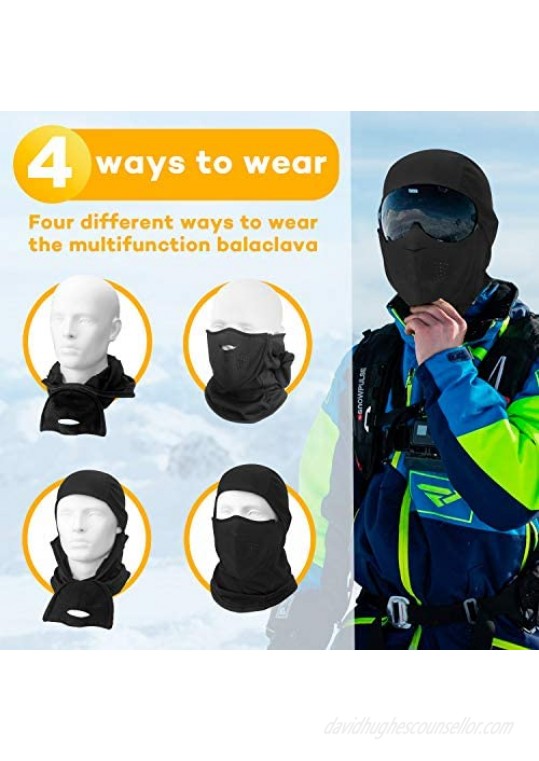 ZERDOCEAN Cold Weather Balaclava Ski Mask Winter Windproof Fleece Thermal Motorcycle Face Mask Magnetic Design Neck Warmer Black