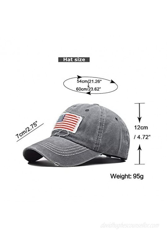 Baseball Hat Ponytail Cap Vintage Distressed American-Flag Hats