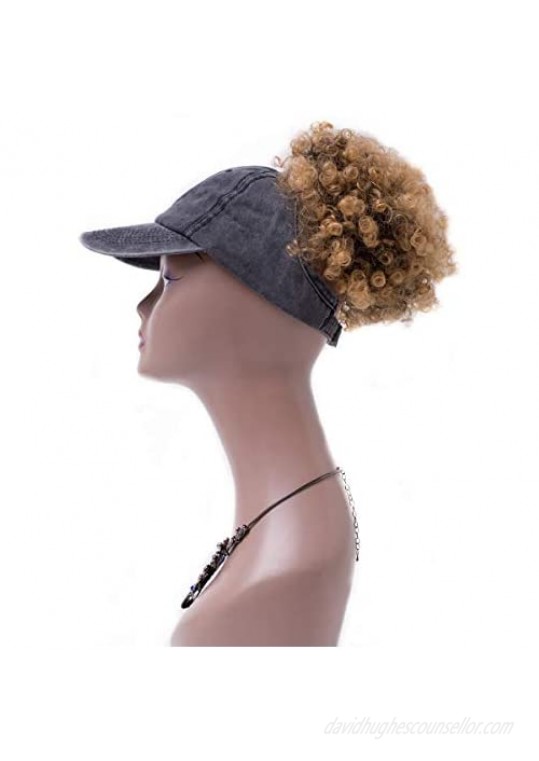 BEIRA 2 Pack Backless Ponytail Hat for Women Afro Drawstring Puff Ponytail Baseball Cap