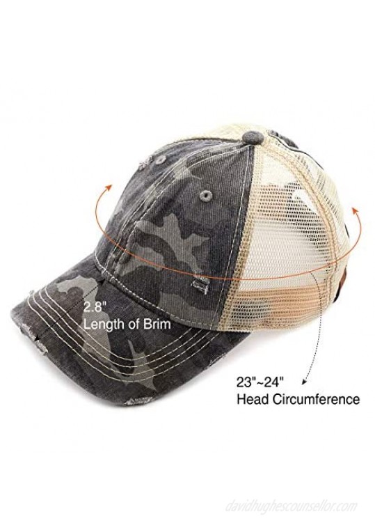 C.C Washed Distressed Cotton Denim Ponytail Hat Adjustable Baseball Cap (BT-12)(BT-13)(BT-14)(BT-15)(BT-18)(BT-780)(BT-791)