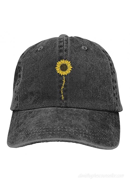 LOKIDVE Women's Cute Sunflower Baseball Cap  Adjustable You are My Sunshine Hat  Funny Dad Hat