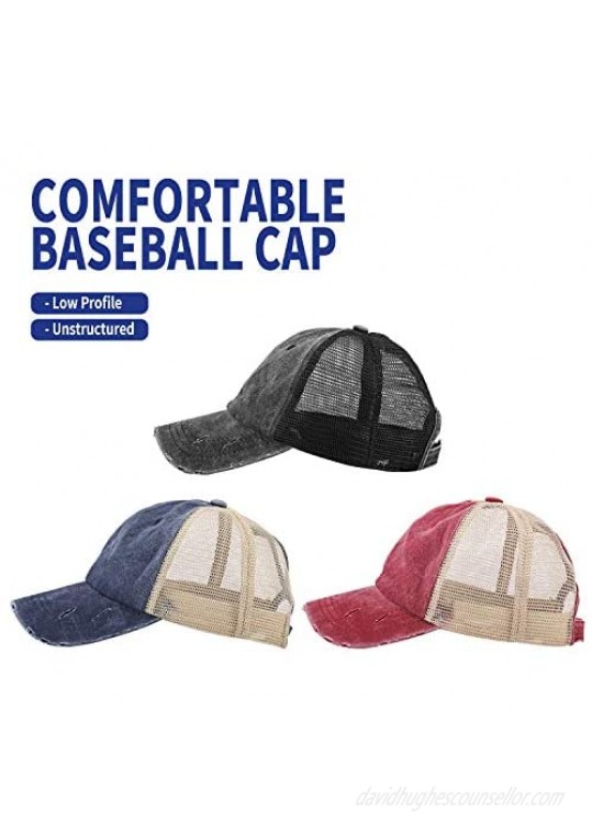 MEINICY 3 Pack Washed Plain Baseball Cap Retro Adjustable Dad Hats Gift for Men/Women Unstructured/Cotton