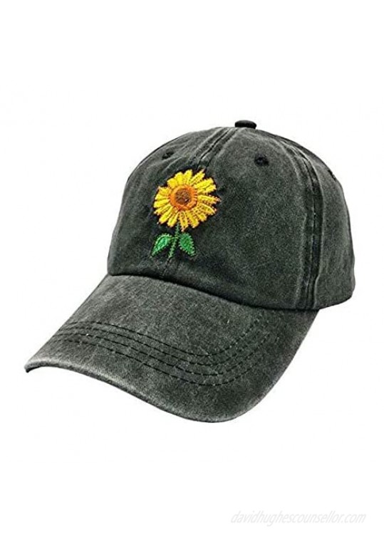 NVJUI JUFOPL Women's Sunflower Baseball Cap Adjustable Washed Vintage Dad Hat
