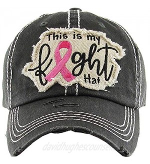 Pink Ribbon Fight Women's Awareness Vintage Baseball Cap