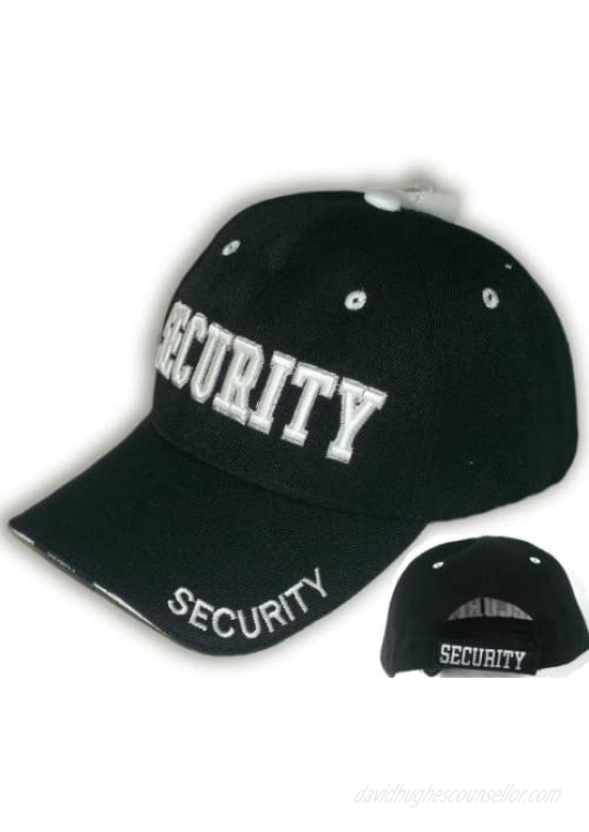 Security Hat Baseball Ball Cap Black Embroidered Adjustable 100% Cotton