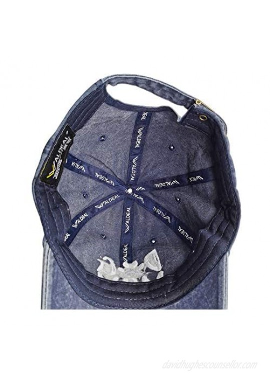 Waldeal Women's Embroidered Hat Adjustable Denim Baseball Cap